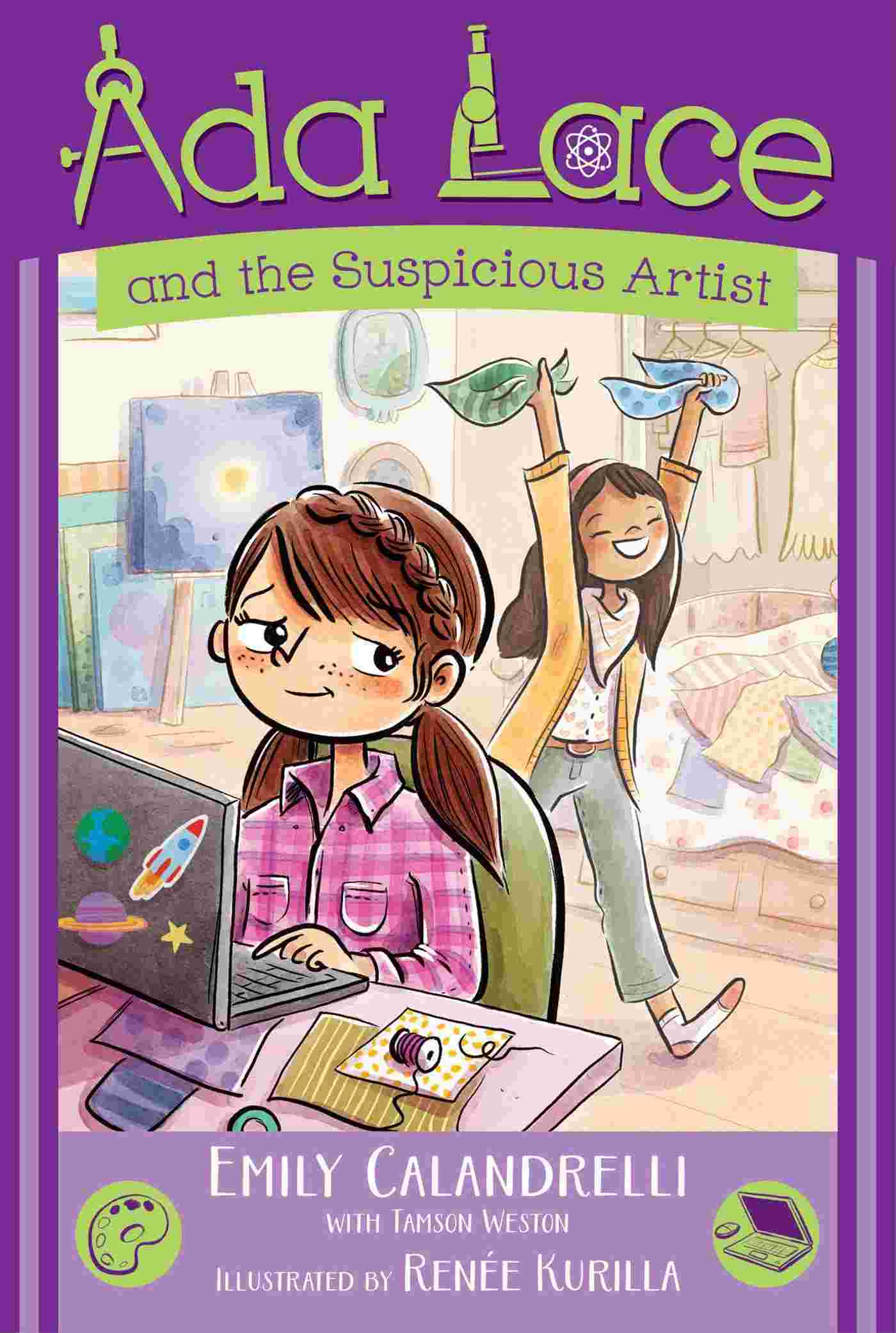 Cover of Ada Lace and the Suspicious Artist by Emily Calandrelli