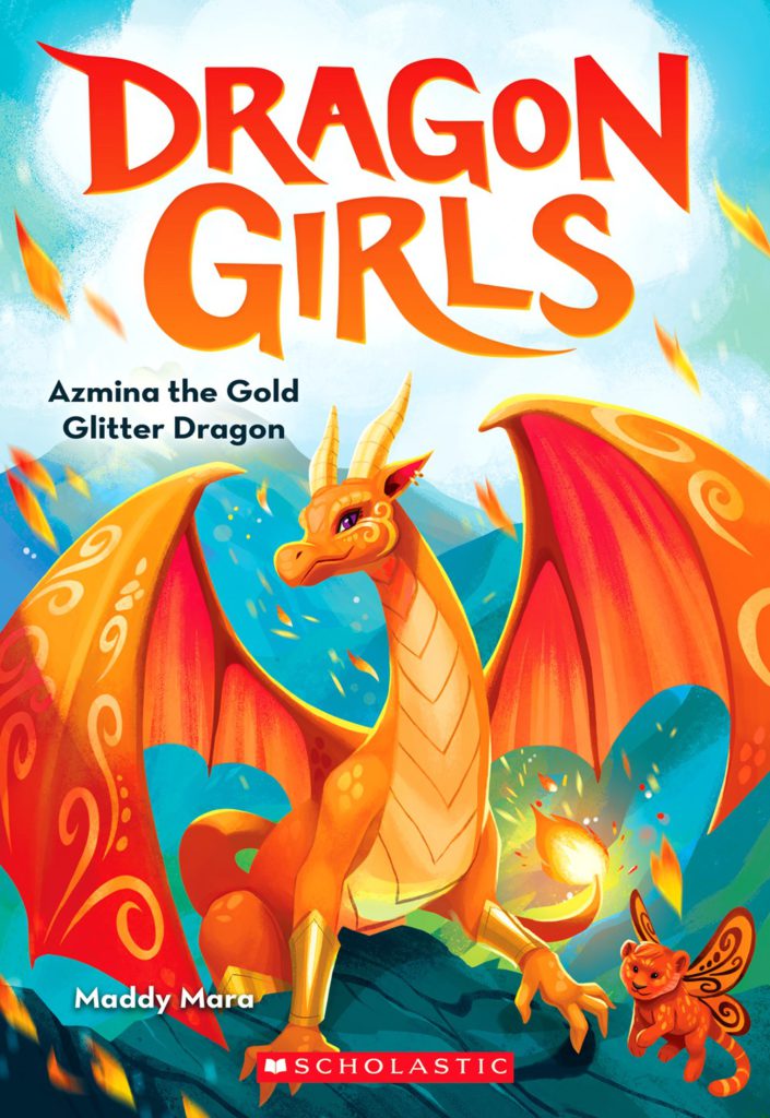 Cover of Dragon Girls 1 - Azmina the Gold Glitter Dragon by Maddy Mara