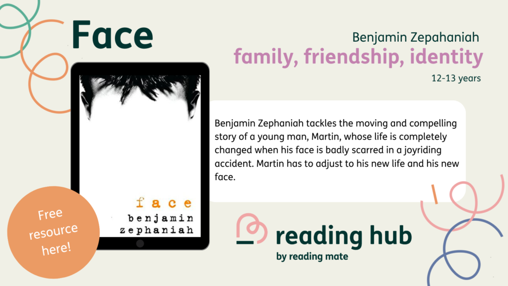 Benjamin Zephaniah tackles the moving and compelling story of a young man, Martin, whose life is completely changed when his face is badly scarred in a joyriding accident. Martin has to adjust to his new life and his new face.
