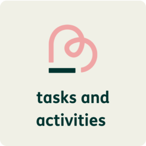 Tasks and activities icon with Reading Mate logo